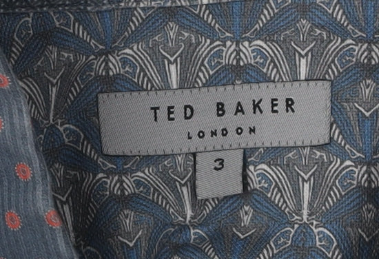 Ted Baker Men's Blue Geometric Shirt, Size M, Long Sleeve