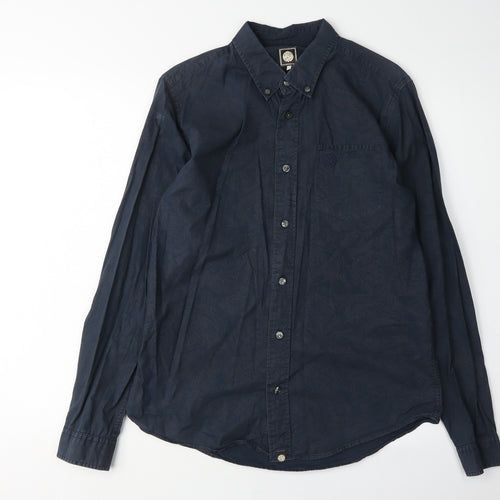 Per Gots Men's Blue Paisley Shirt, S, Button-Up