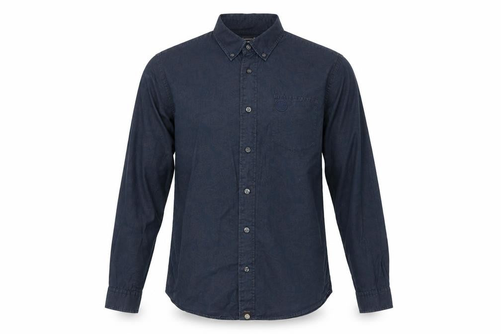 Front view of Per Gots Men's Blue Paisley Shirt, S, Button-Up