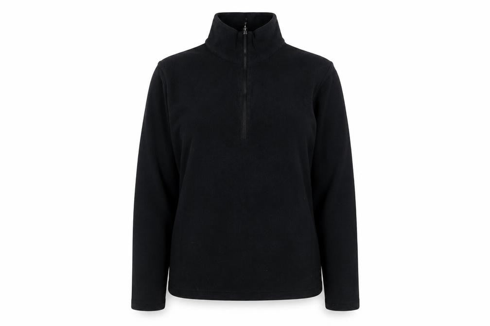 Front view of Columbia Women's Black Fleece 1/4 Zip Pullover, size S