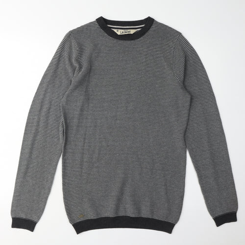 Tokyo Laundry Men's Grey Striped Pullover Jumper