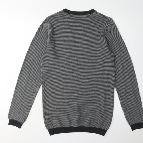 Tokyo Laundry Men's Grey Striped Pullover Jumper