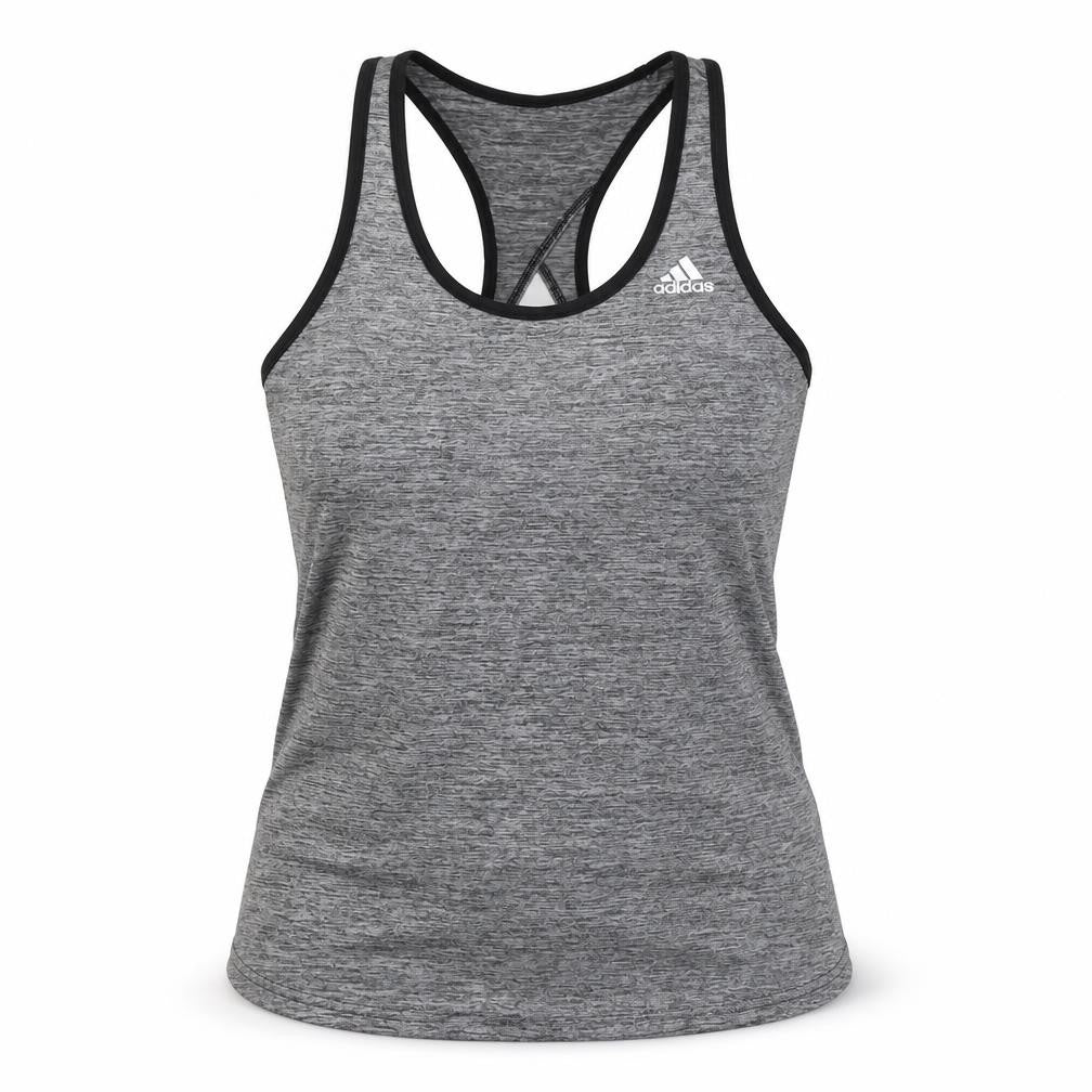 Front view of Adidas Women's Grey XS Racerback Tank - Breathable Activewear