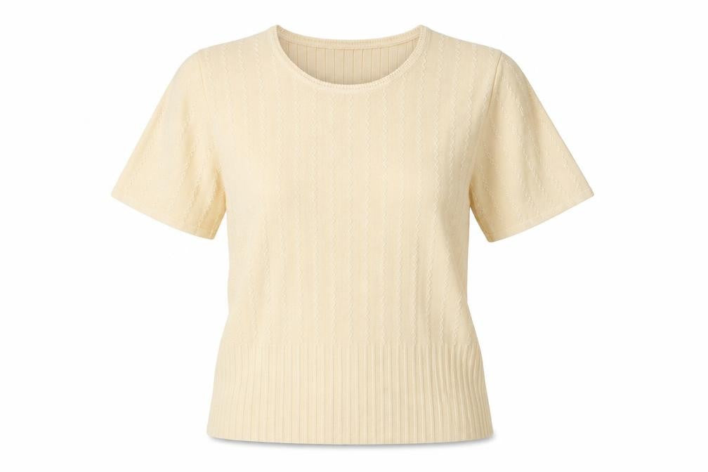 Front view of Eastex Women's Beige Crew Neck Jumper, size M