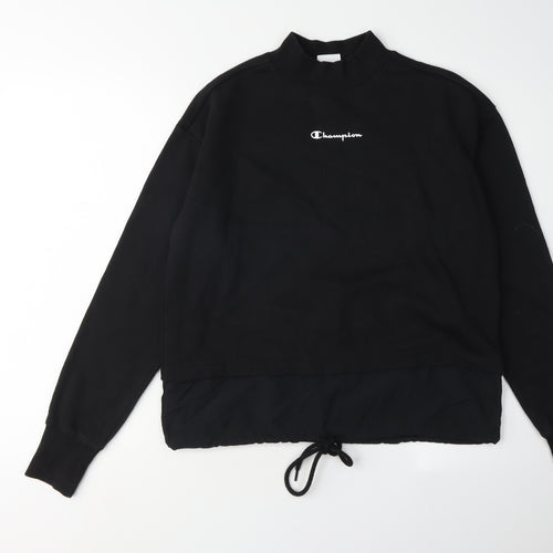 Champion Unisex Black Sweatshirt M, Mock Neck, Logo
