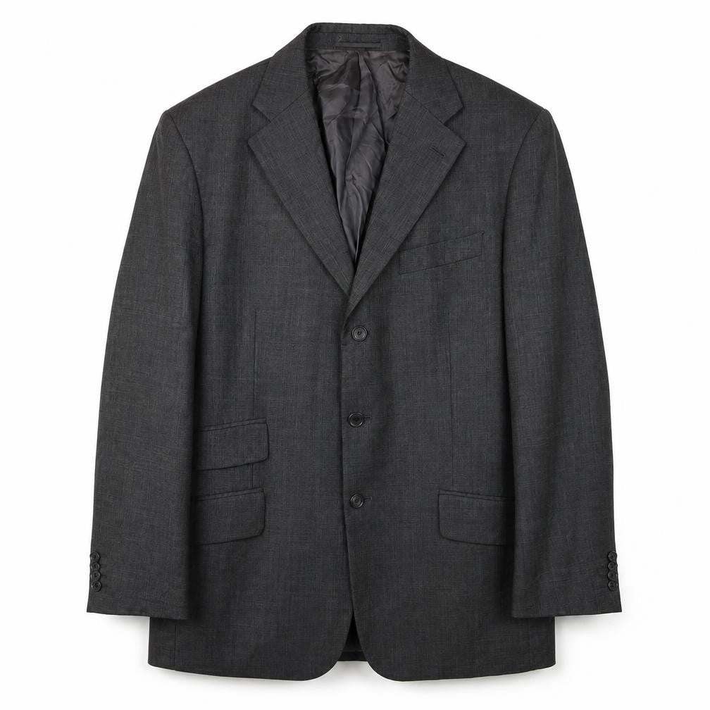 Front view of T.M. Lewin Men's Grey Plaid Suit Jacket, size 41R