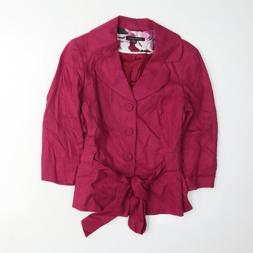 Laura Ashley Women's Pink Linen Blazer, Size S, Belted