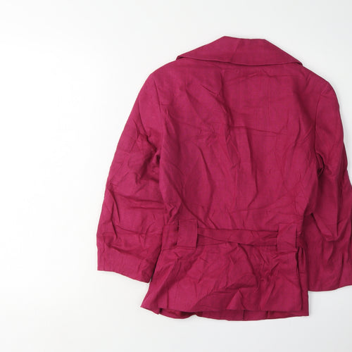 Laura Ashley Women's Pink Linen Blazer, Size S, Belted