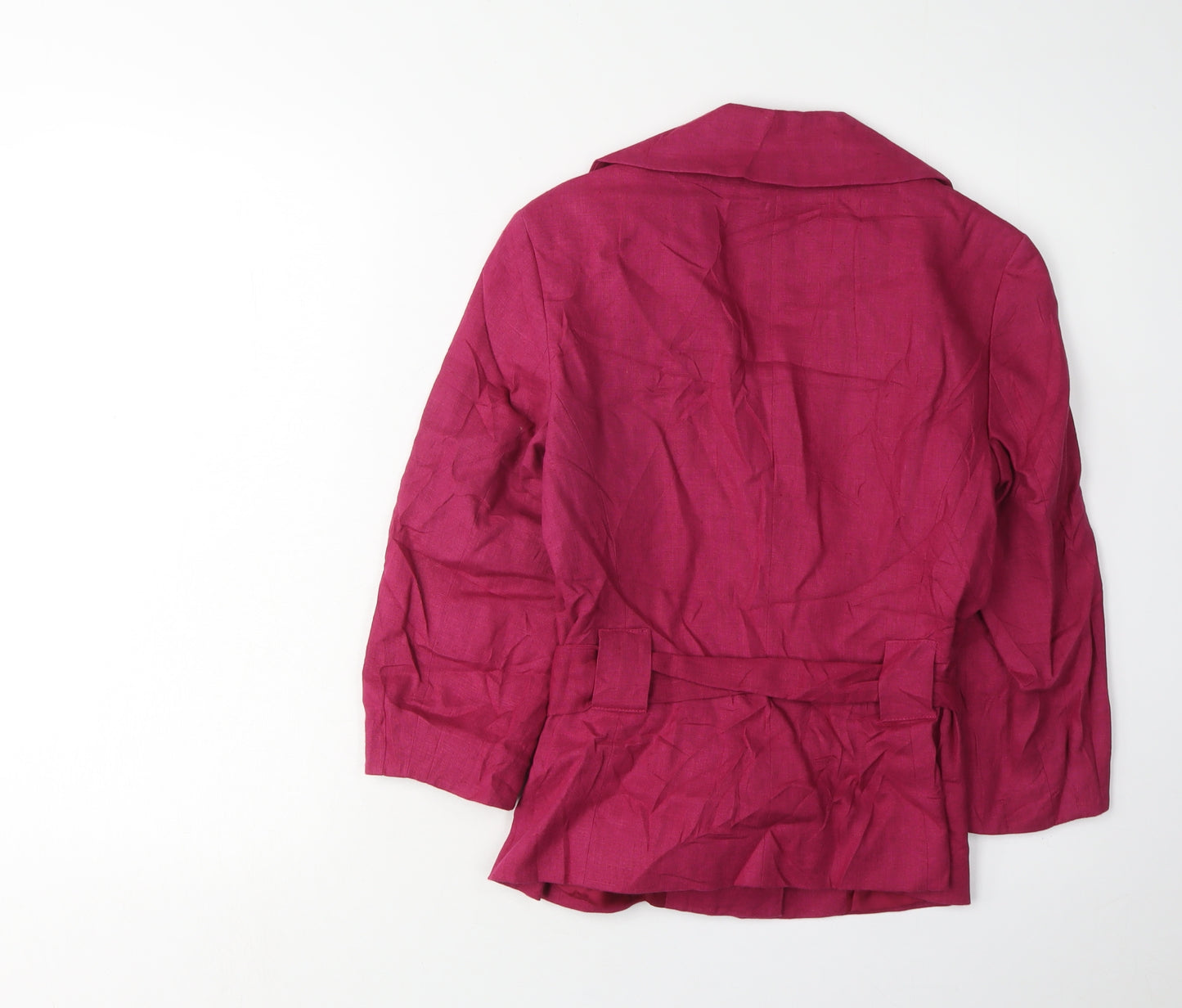 Laura Ashley Women's Pink Linen Blazer, Size S, Belted