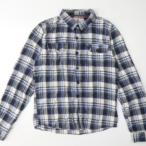 Fresh Men's Blue Plaid Long Sleeve Shirt 2XL