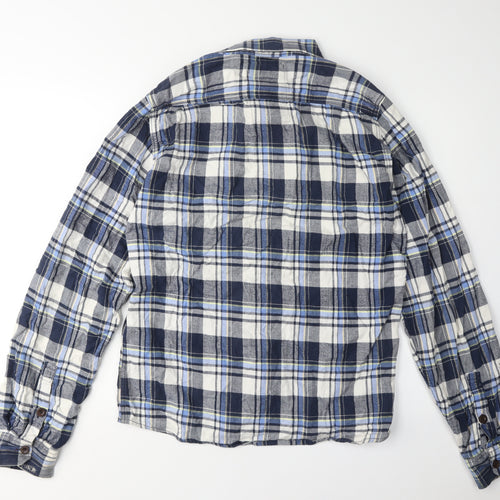 Fresh Men's Blue Plaid Long Sleeve Shirt 2XL