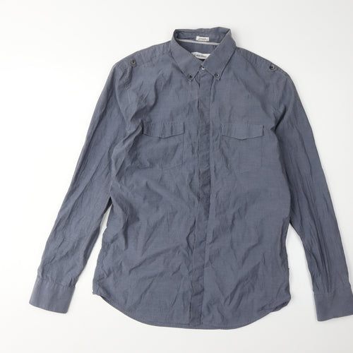 Calvin Klein Men's Blue Slim Fit Long Sleeve Shirt M