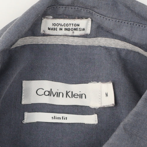Calvin Klein Men's Blue Slim Fit Long Sleeve Shirt M