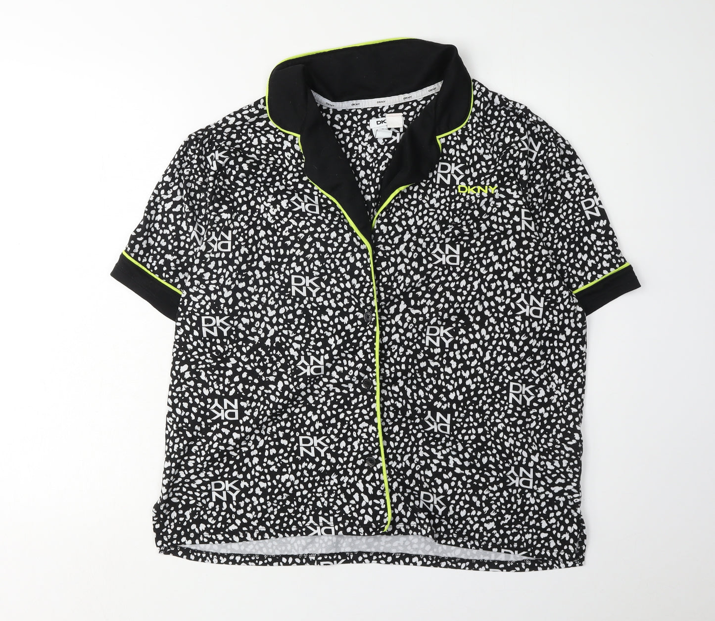 DKNY Women's Black Animal Print Pyjama Top - Size M