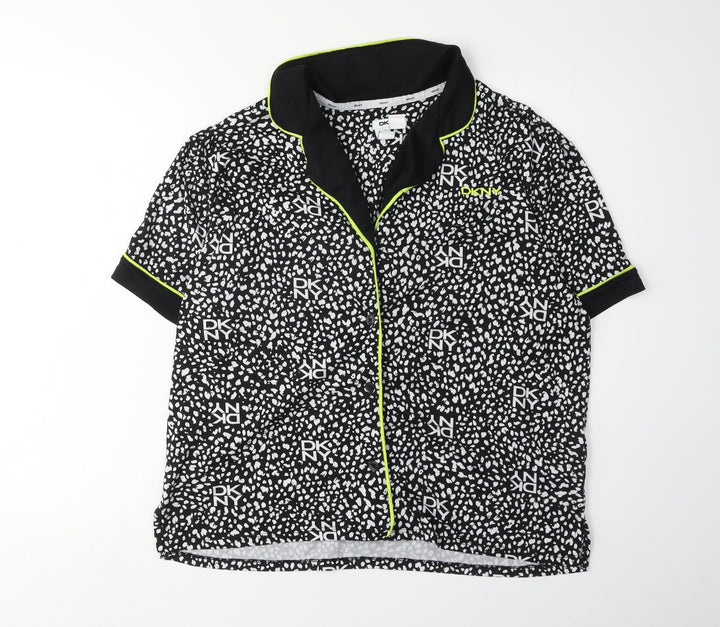 DKNY Women's Black Animal Print Pyjama Top - Size M