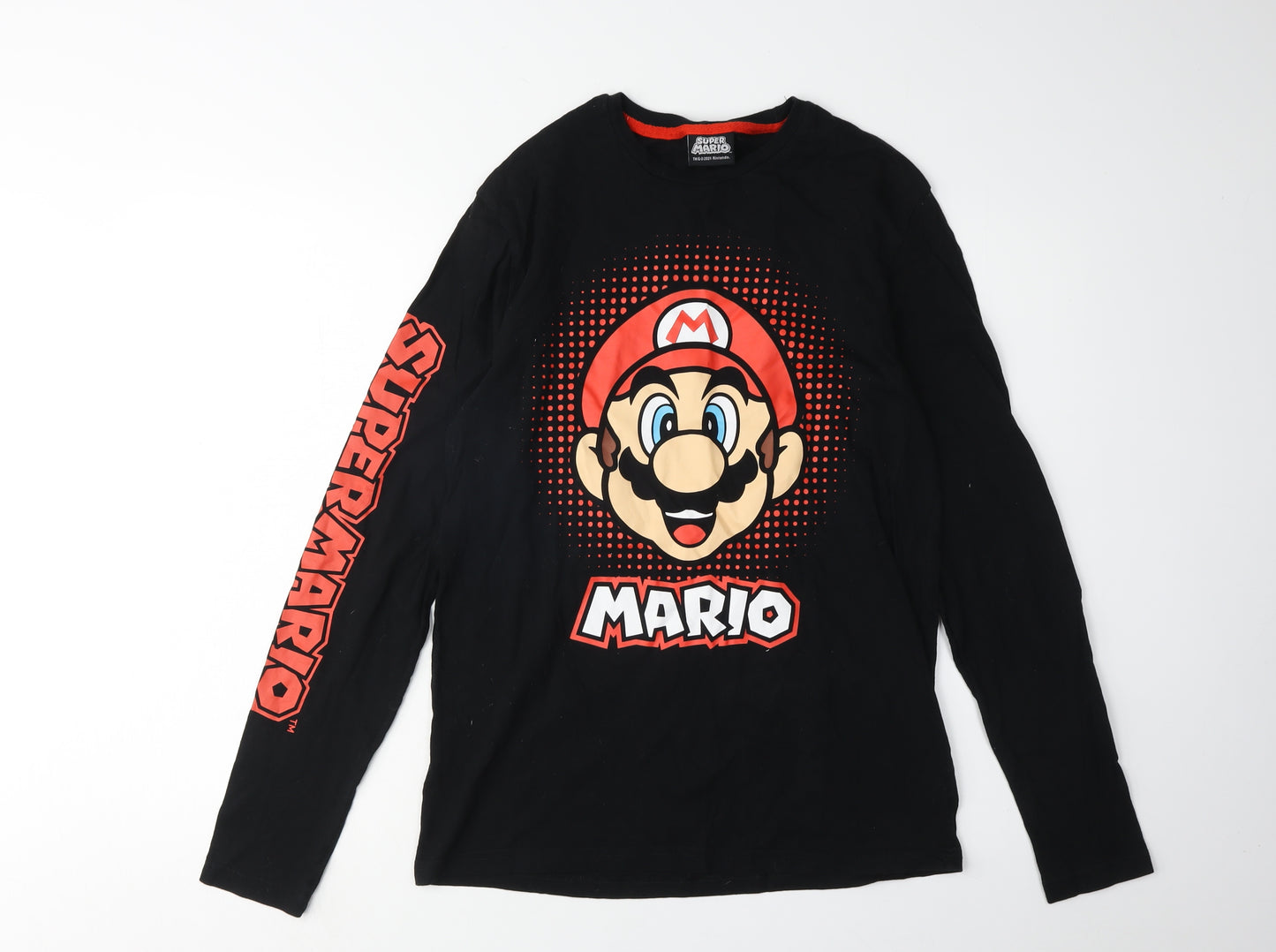 Super Mario Men's Black Graphic Print Long Sleeve T-Shirt M