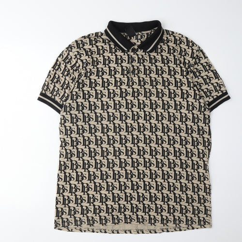 Black Squad Men Beige/Black Polo XL Slim Fit Cotton