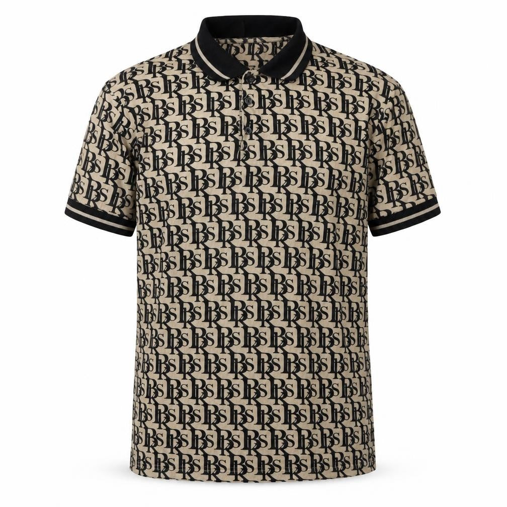 Black Squad Men Beige/Black Polo XL Slim Fit Cotton