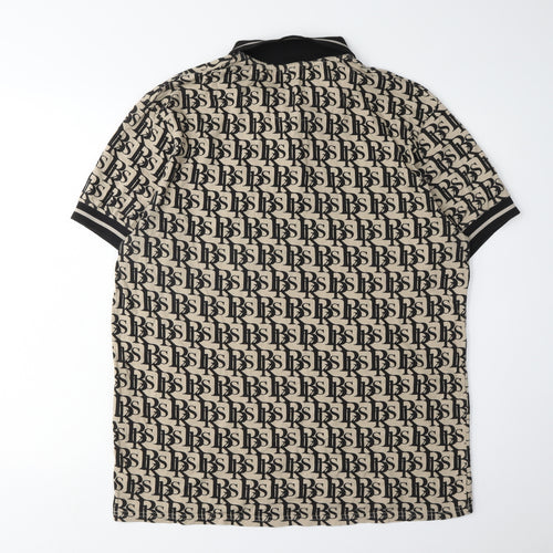Black Squad Men Beige/Black Polo XL Slim Fit Cotton