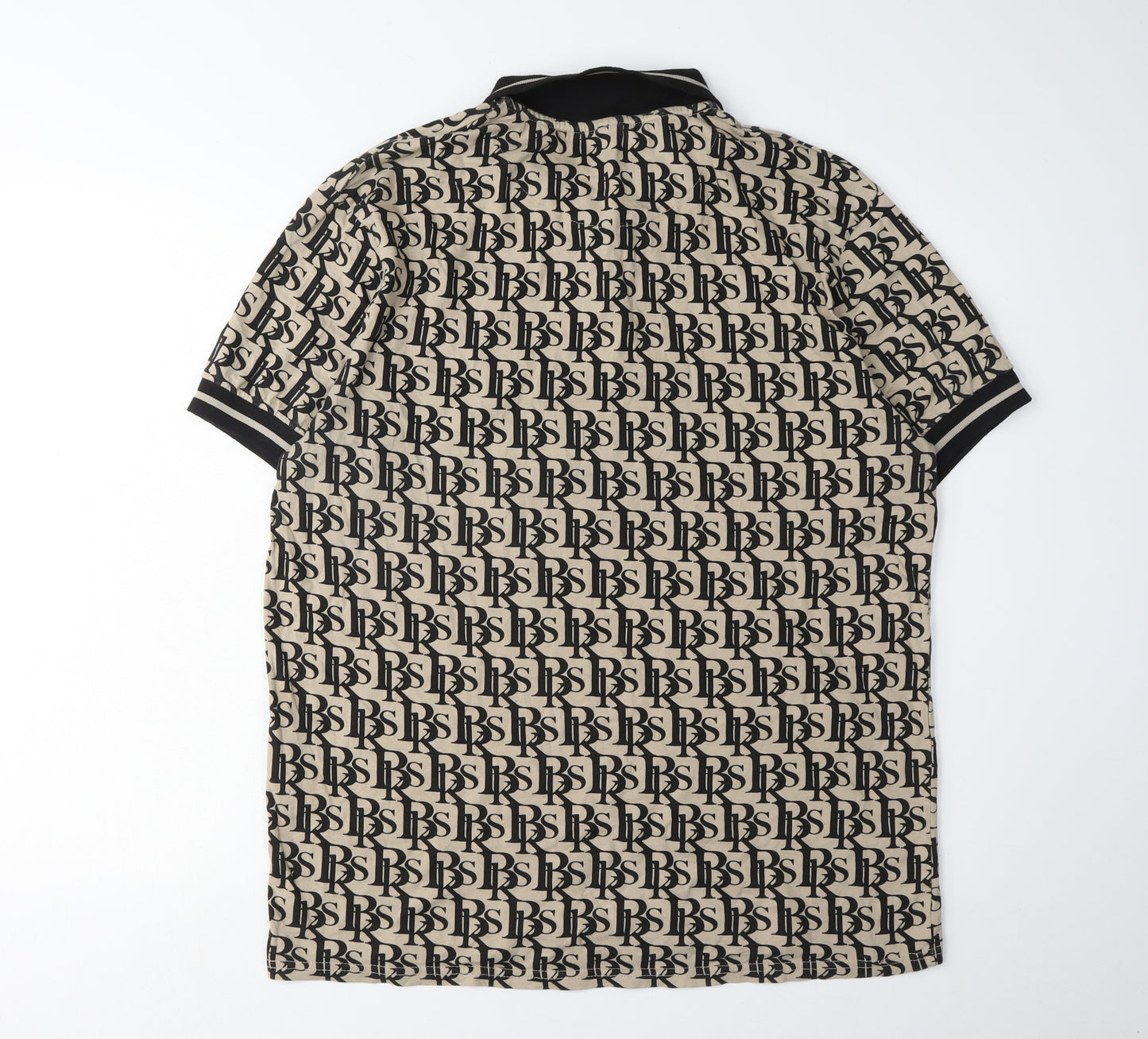 Black Squad Men Beige/Black Polo XL Slim Fit Cotton
