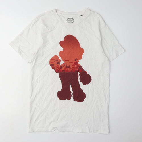 Nintendo Super Mario Men's White Graphic T-Shirt Size S