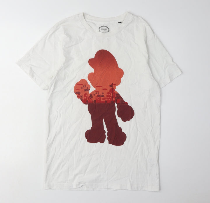 Nintendo Super Mario Men's White Graphic T-Shirt Size S