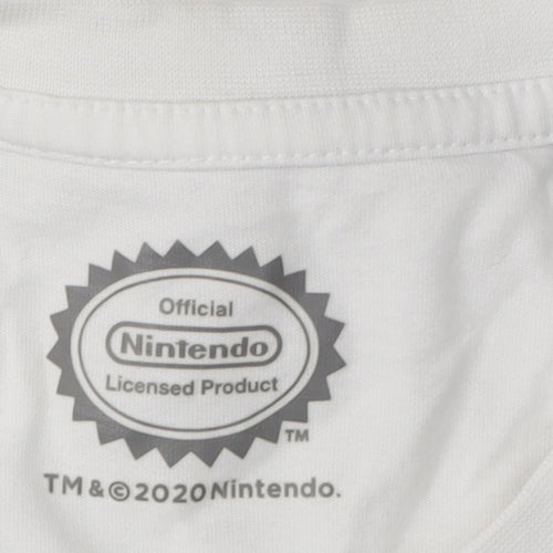 Nintendo Super Mario Men's White Graphic T-Shirt Size S