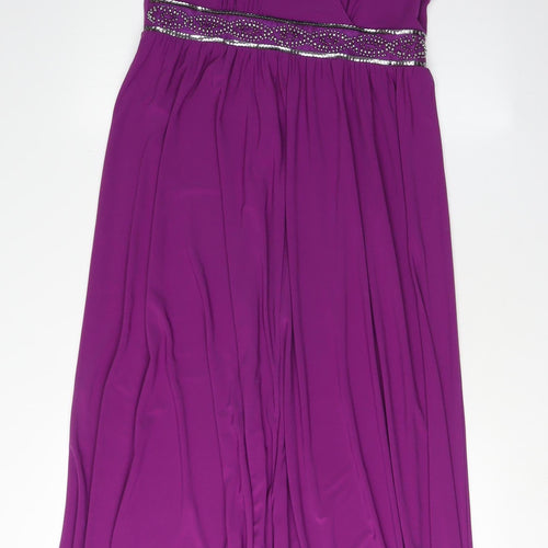 Joanna Hope Women’s Purple Beaded Long Gown Dress
