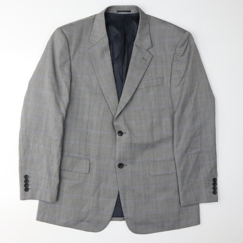 Skopes Men's Grey Check Blazer 42R Wool Jacket