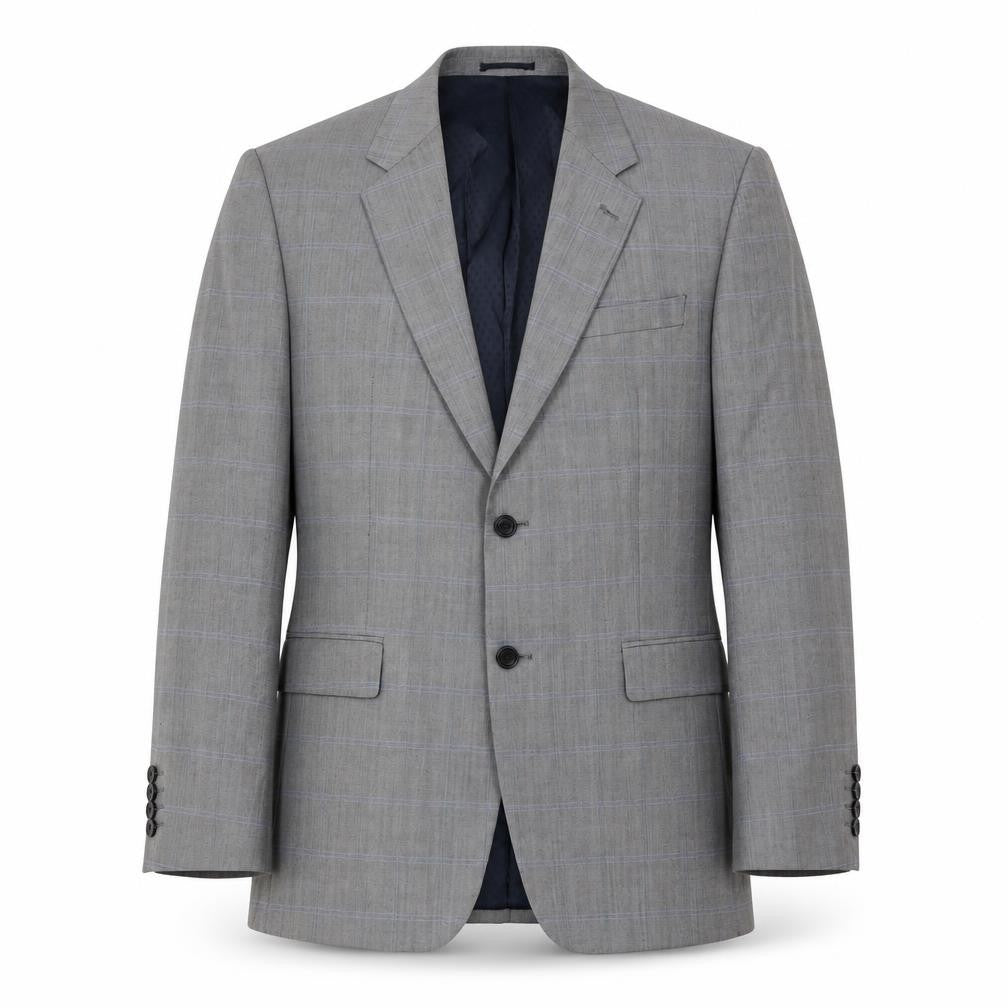 Front view of Skopes Men's Grey Check Blazer 42R Wool Jacket