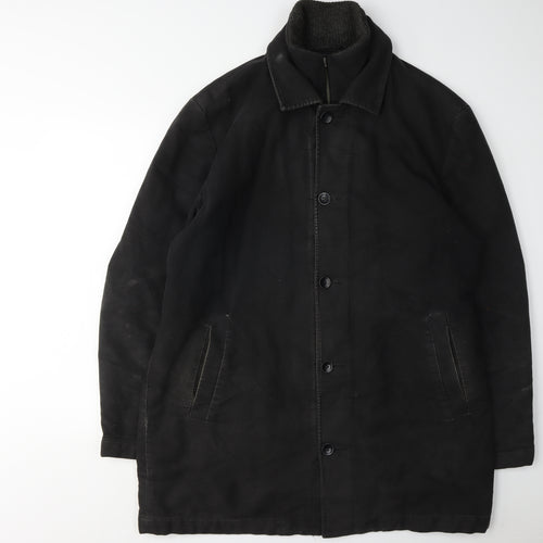 Red Herring Men's Black XL Overcoat Button Casual