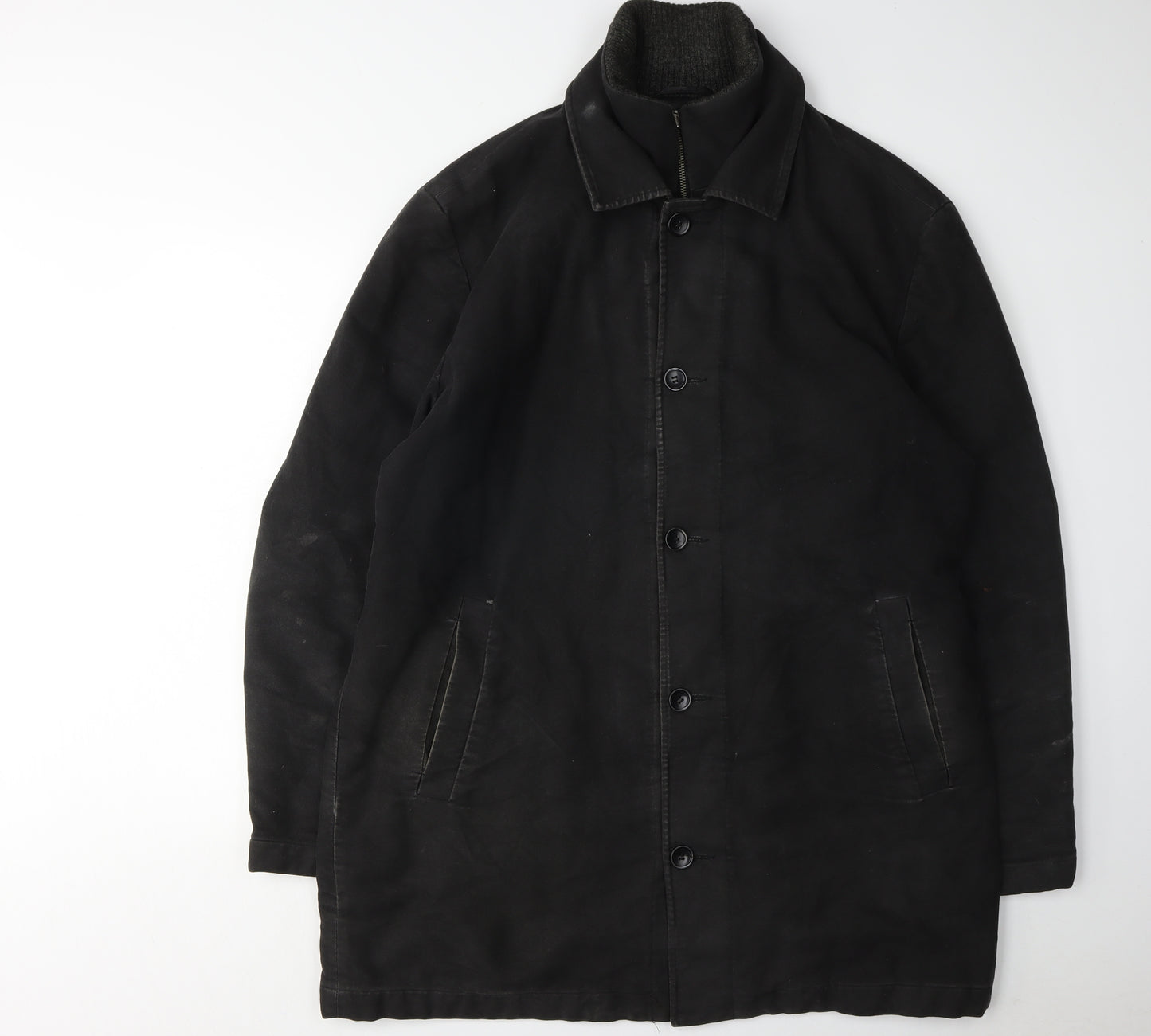 Red Herring Men's Black XL Overcoat Button Casual