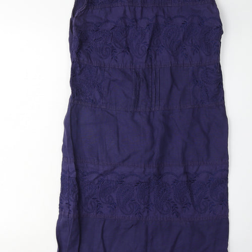 Monsoon Women's Purple Linen Sleeveless Dress Size 18