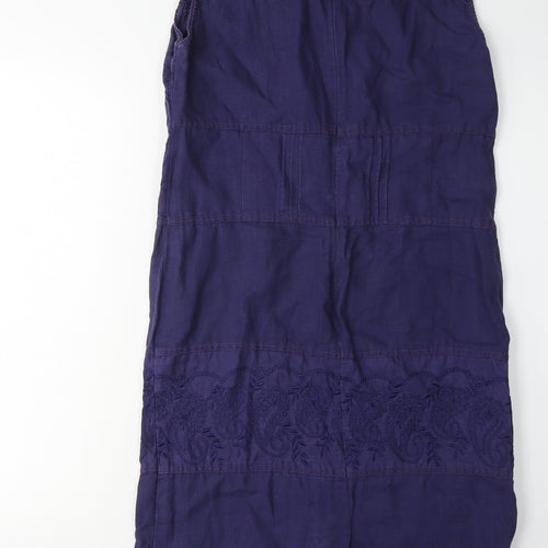 Monsoon Women's Purple Linen Sleeveless Dress Size 18