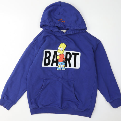 Zara Kids Boys Blue Bart Hoodie 13-14 Years Graphic Pullover