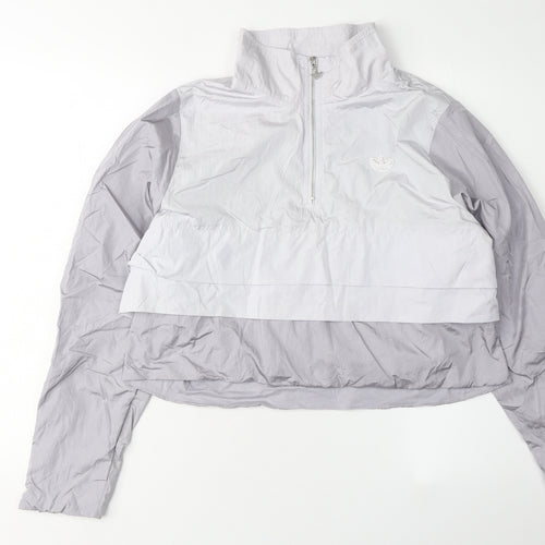 Adidas Women's Grey Cropped Nylon Basic Jacket Size 12