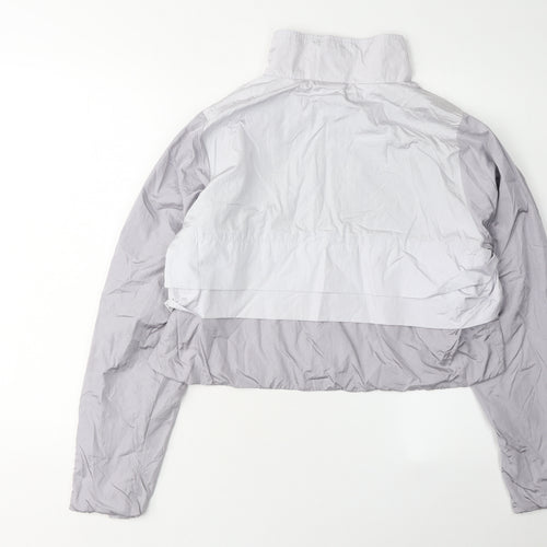 Adidas Women's Grey Cropped Nylon Basic Jacket Size 12