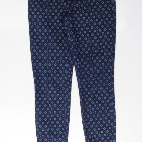 b.young Women's Blue Geometric Skinny Trousers Size 8