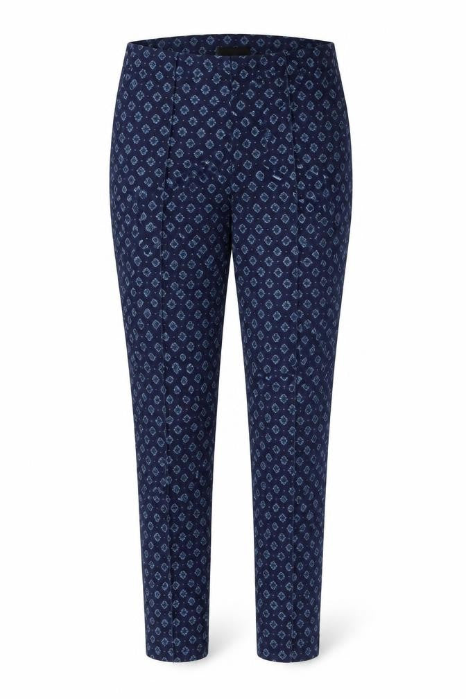 b.young Women's Blue Geometric Skinny Trousers Size 8
