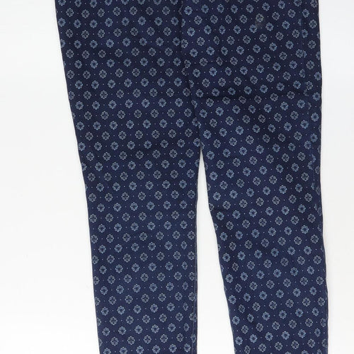 b.young Women's Blue Geometric Skinny Trousers Size 8