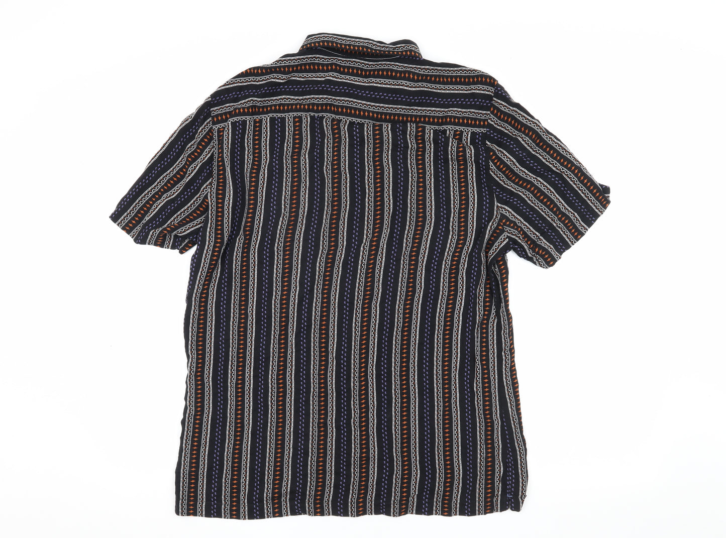 River Island Men's Black Striped Button-Up Shirt M