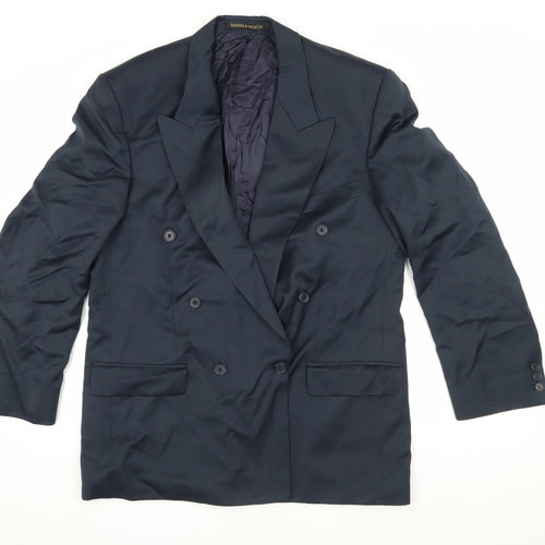 Marks and Spencer Navy Men's Blazer Size 40R Double-Breasted