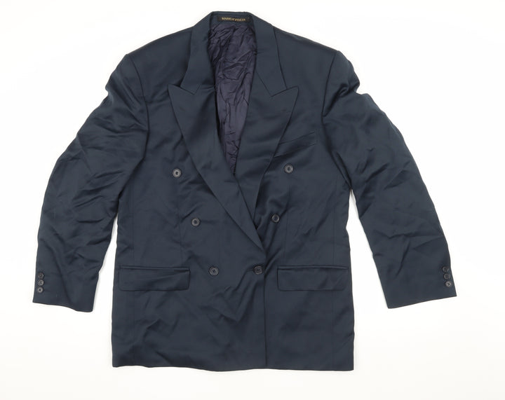 Marks and Spencer Navy Men's Blazer Size 40R Double-Breasted