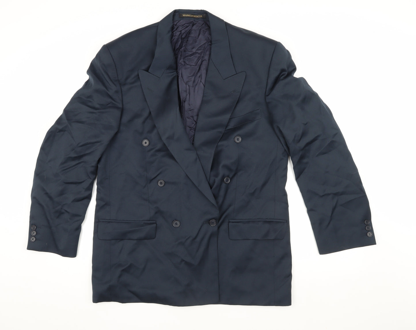 Marks and Spencer Navy Men's Blazer Size 40R Double-Breasted