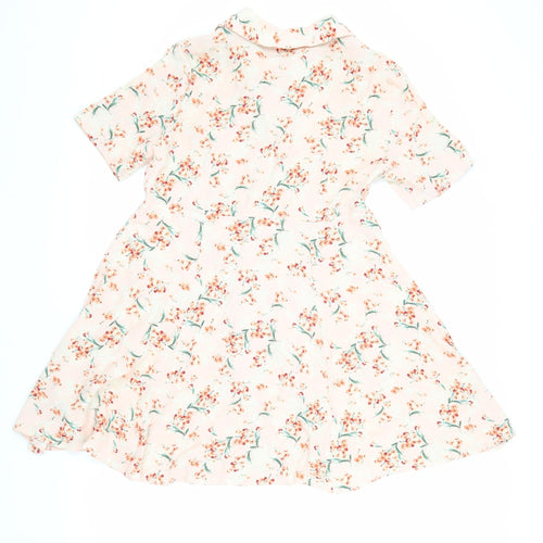 Zara Women's Pink Floral Shirt Dress M Casual Viscose