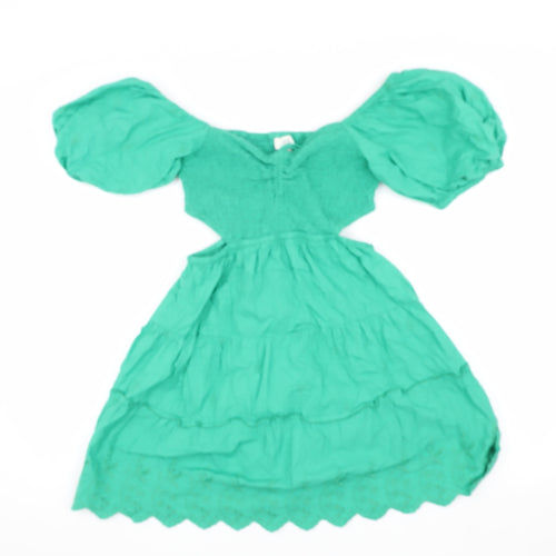 River Island Women's Green Puff Sleeve Dress
