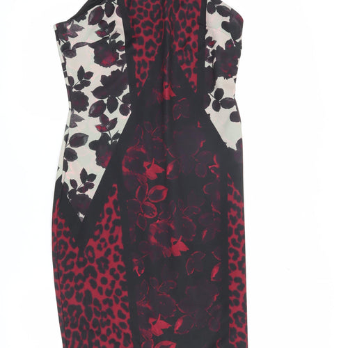 Next Women's Red Floral Animal Print Pencil Dress