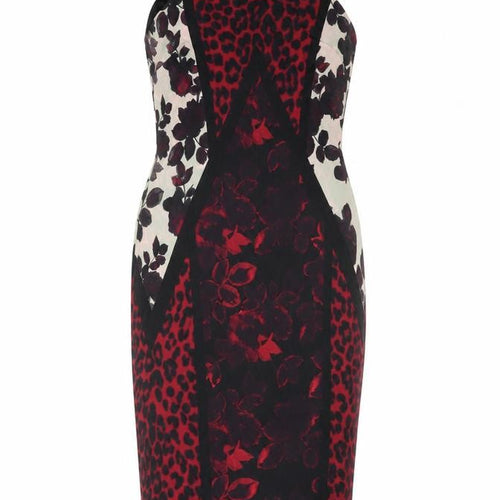 Next Women's Red Floral Animal Print Pencil Dress