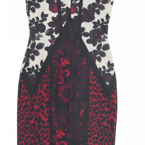 Next Women's Red Floral Animal Print Pencil Dress