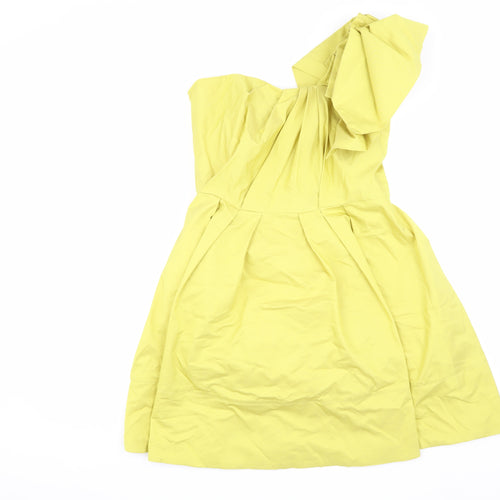 ASOS Women's Yellow A-Line One Shoulder Dress Size 10